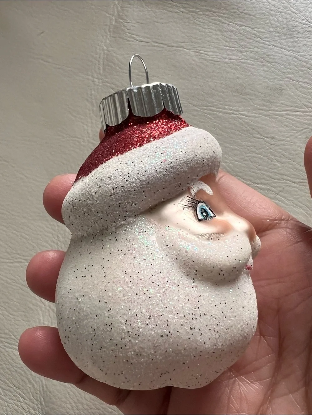 Radko Shiny Brite Holiday Santa Face Hanging Ornament